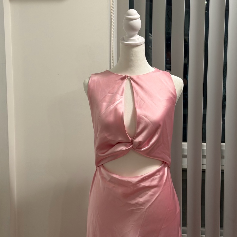 Zara Pink Satin Cutout Prom Dress